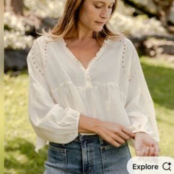 Neuflora Tops - Neuflora Cotton Blouse in Ivory
